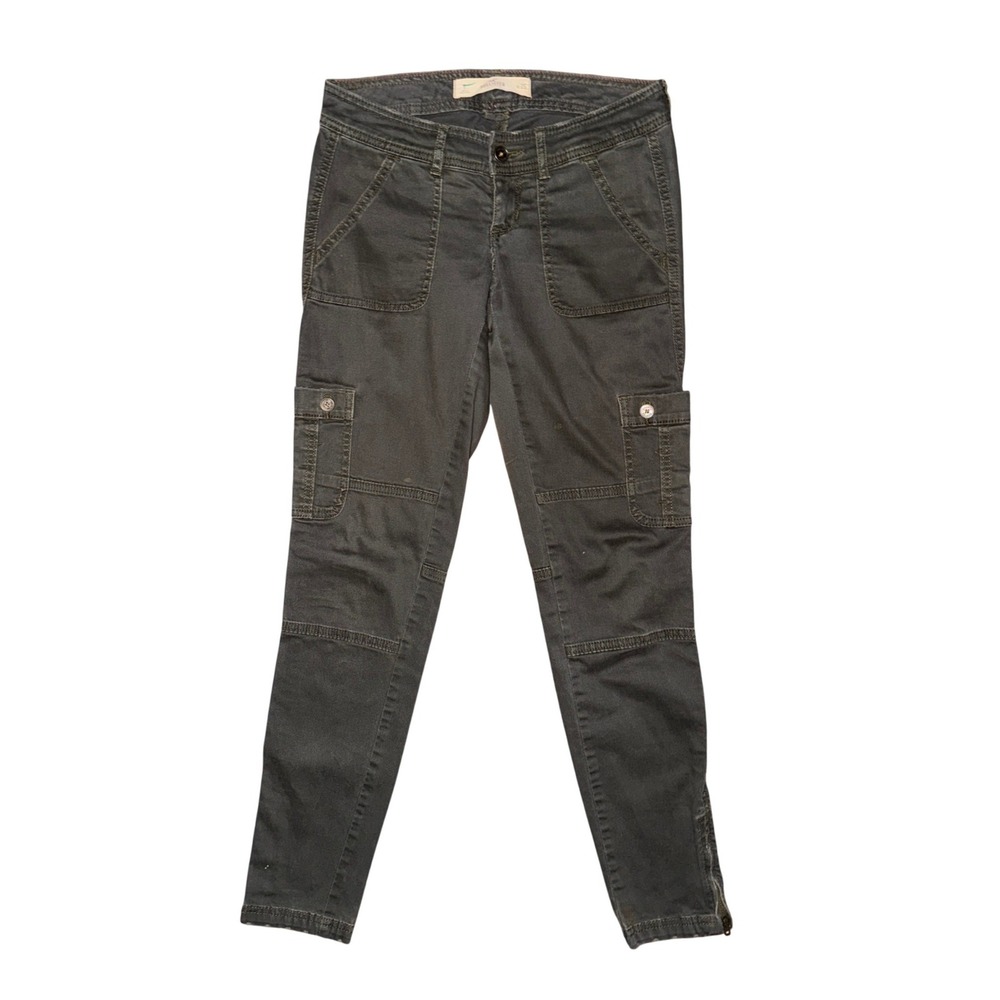 Hollister Skinny Cargo Pants Olive Green Ankle Zip Low Rise Utility Gorpcore Y2K